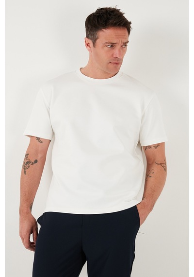 Buratti Pamuklu Regular Fit Bisiklet Yaka Basic Erkek T Shirt 5902772 Ekru