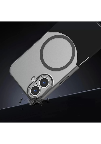 Apple Uyumlu iPhone 16 Plus Kılıf Magsafe Şarj Kartlıklı Mıknatıslı Duble 1.7mm Kapak Kart Bölmeli Lacivert