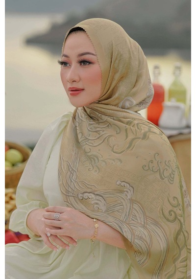 Buttonscarves Wave Saten Şal - Sunrise Kahverengi