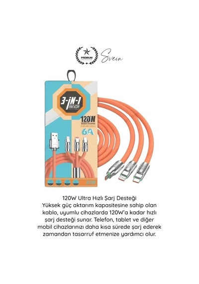 Şarjkablosu 3in1 Manyetik Hızlı Şarj Kablosu 120w Type C Lightning Micro Usb Çinko Alaşımlı 1.2 Met