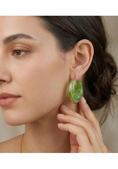 Mint Glow Vintage Halka Küpe Çok renkli