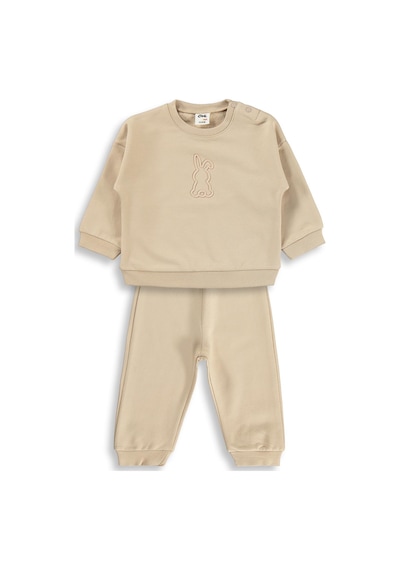 Civil Baby Tavşan Baskılı Basic 6-18 Ay Takım - Bej