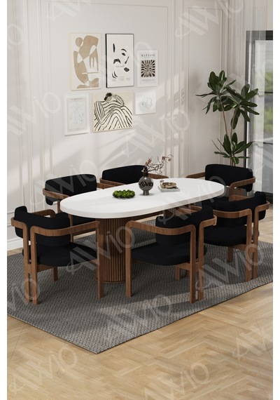 Avvio Arion Serisi Bohem Ayak 6'lı Tokyo Metal Demonte Sandalye 80x160 Masa Sandalye Takımı Beyaz Masa Sandalye Kahve Kumaş Siyah Avvio Arion Serisi Bohem Ayak 6'lı Tokyo Metal Demonte Sandalye 80x160 Masa Sandalye Takımı Beyaz Masa Sandalye Kahve Kumaş Siyah