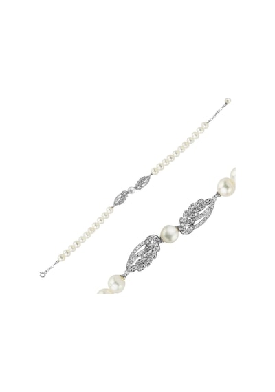 6,5 Mm Yaprak Detay Taşlı Doğal İnci Bileklik 21 Cm / Sarı Sarı Sarı Altın