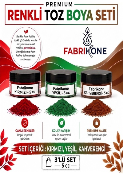 3'lü Set Premium Parafin Soya Wax Toz Mum Boyası Hobi Seti - 5 Cc Kırmızı, Yeşil, Turuncu Bkfab3kyt5g Karışık