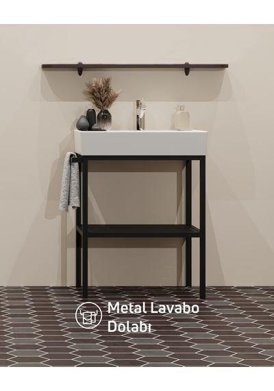 Creavit Arya Lavabo Dolabı 70 Cm Siyah Siyah