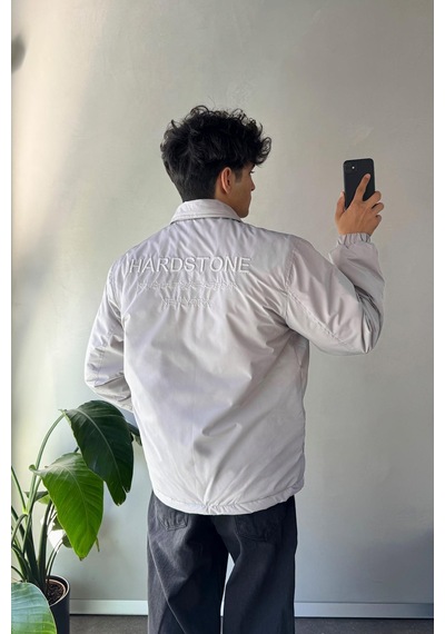 Flaw Hardstone Nakışlı Oversize Ceket Gri Gri