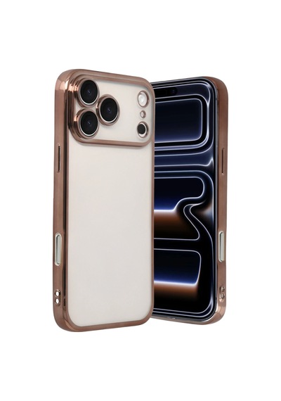 Apple Uyumlu iPhone 17 Pro Max Uyumlu Lensli Silikon - Çöl Titanyum
