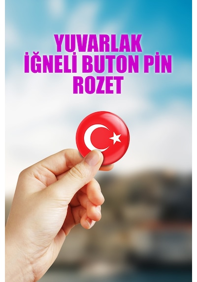 Türk Bayrağı Türkiye Al Yıldız Çanta Süsü İğneli Buton Rozet Seti 6 Adet Altılı