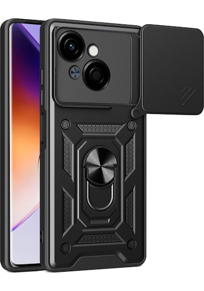 Apsuwa Tecno Spark Go 1 Kılıf Pars Yüzüklü Standlı Darbe Korumalı Siyah