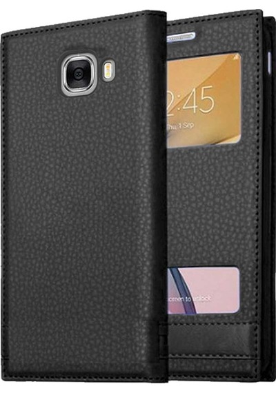 Samsung Galaxy C7 Uyumlu Pencereli Kapaklı Magnum Kılıf