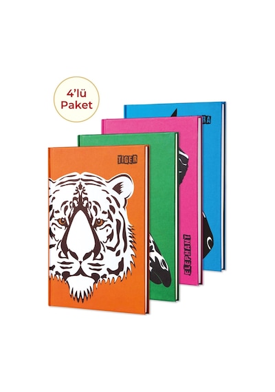 4'lü Defter Seti Hayvan Figürlü Dokulu A5