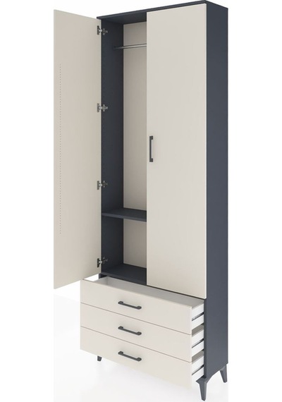 Arges Dolap 2 Raflı 3 Çekmeceli Tek Askılı 88x30x243 Antrasit-aytaşı Antrasit Arges Dolap 2 Raflı 3 Çekmeceli Tek Askılı 88x30x243 Antrasit-aytaşı Antrasit