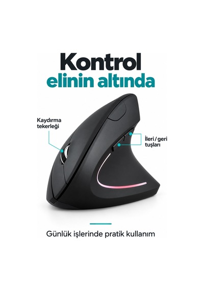 Sessiz Click Kablosuz Ergonomik Dikey Mouse Bluetooth 2.4 Ghz Usb Çift Cihaz Geçişli Dpi -