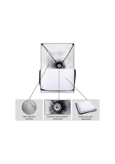 Rabsev Softbox 50x70Cm Sürekli Işık Seti 2 Metre Ayaklı 3'lü E27 Duylu Ürün Fotoğraf Çekim Işığı