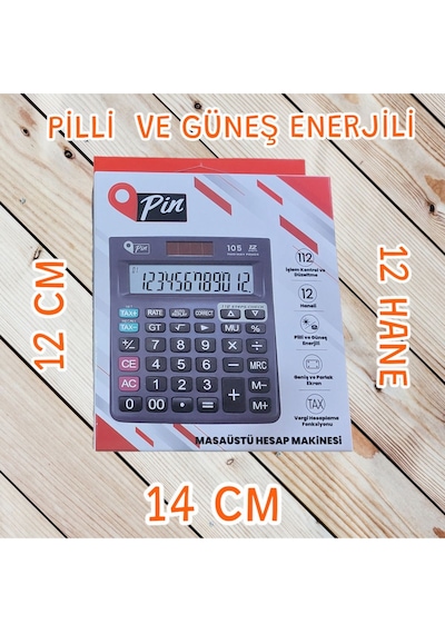12x14 Cm 12 Haneli Pilli Ve Güneş Enerjili Hesap Makinesi Tax Mevcut Masaüstü Hesap Makinası Çok Renkli