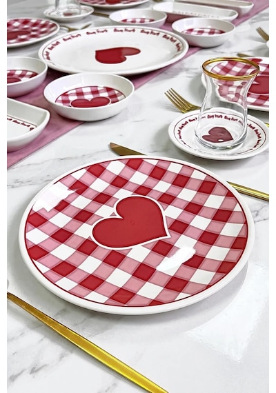 Pink Heart 21 Parça 6 Kişilik Kahvaltı Takımı Diğer
