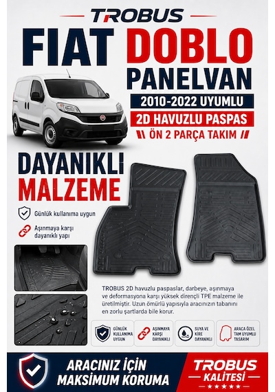 Trobus Fiat Doblo Panelvan 2010-2022 2d Havuzlu Paspas 2 Parça