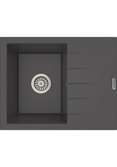 Polex Cristalüx Granit Evye P-S60 Antrasit Tezgah Altı Ve Tezgah Üstü Kare Mutfak Evyesi 60.5x49.5 CM