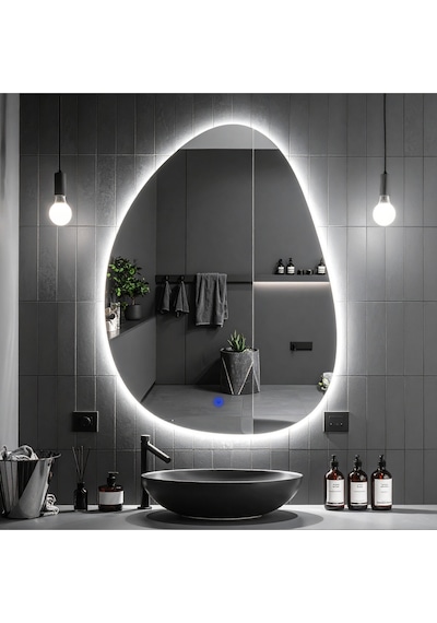 Luno Beyaz Led'li Lavabo & Banyo Aynası Dokunmatik Sensörlü 65 X 90 Cm