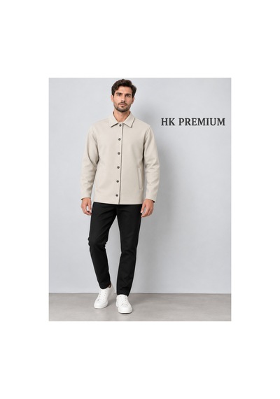 Hk Premium Erkek Gri Double Face Pike Gömlek Ceket Regular Fit, Çıtçıtlı, Uzun Kollu, Smart Casual Bej Hk Premium Erkek Gri Double Face Pike Gömlek Ceket Regular Fit, Çıtçıtlı, Uzun Kollu, Smart Casual Bej