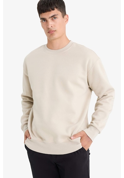 Defacto Relax Fit Bisiklet Yaka Kalın Basic Düz Sweatshirt T5139az25aubg735 Bej