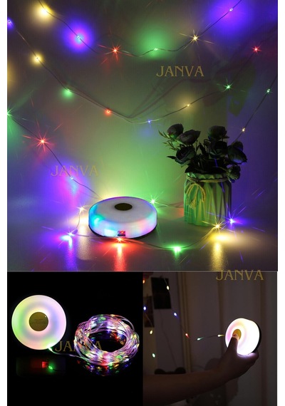 Rgb Pro Şarjl 10x100 Led Kamp Lambası Işıldak Fener Dekor Lambası Yıl Başı Süsü Perde Peri Şerit Led Siyah