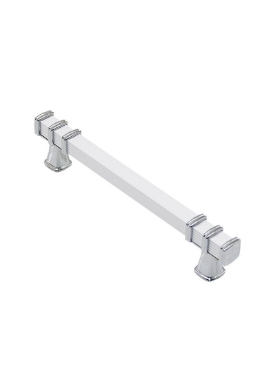İbico-967 Çekmece Kulp 12.8cm Kare Yüzük Krom Kulp Beyaz - 10'li Paket Beyaz - Krom