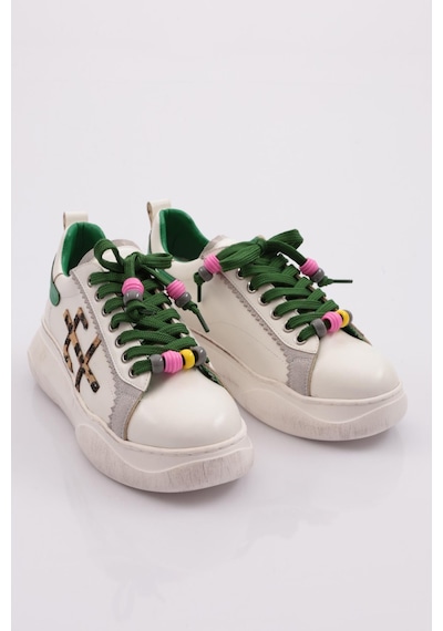 Dgn 1023 Kadin Sneaker Ayakkabi 1023-2007-R145182 Beyaz - Yeşil