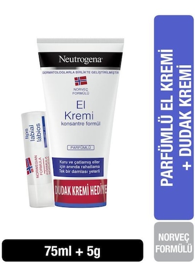 Neutrogena Norveç Formülü Parfümlü El Kremi 75 ml + SPF20 Dudak Bakım Kremi 4.8 g