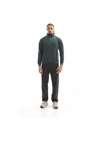 Boğazlı Sweatshirt Koyu Yeşil