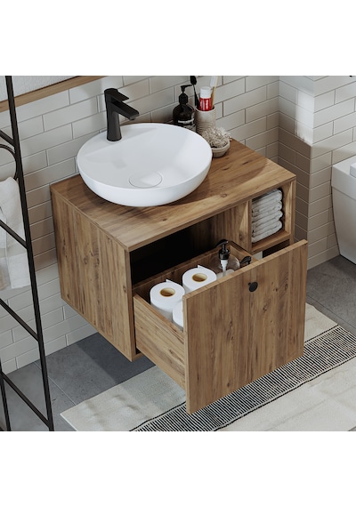 Ayaksız Lavabolu Mdflam 65 Cm Çekmeceli Banyo Dolabı Atl Atlantik Çam Ayaksız Lavabolu Mdflam 65 Cm Çekmeceli Banyo Dolabı Atl Atlantik Çam