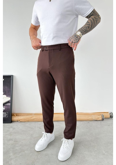 Kahverengi Basic Regular Fit Kumaş Pantolon