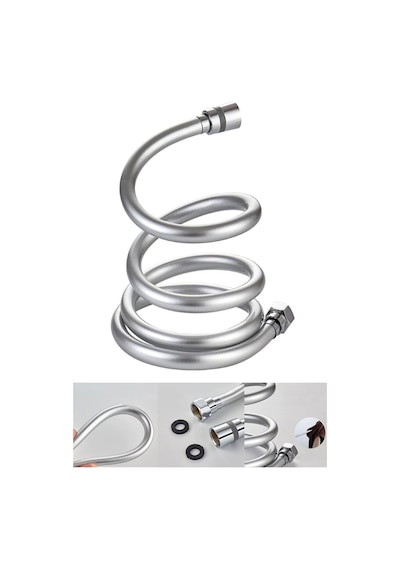 Kustar Gümüş Pvc Banyo Duş Hortumu Dayanıklı Banyo Musluk Duş Hortum 1,5 Metre Gri