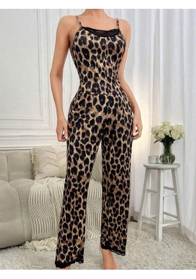 Zenna Tarz Kadın Ip Askılı Yakası Dantelli Bluz Ve Pijama Sandy Ikili Takım Leopar Zenna Tarz Kadın Ip Askılı Yakası Dantelli Bluz Ve Pijama Sandy Ikili Takım Leopar