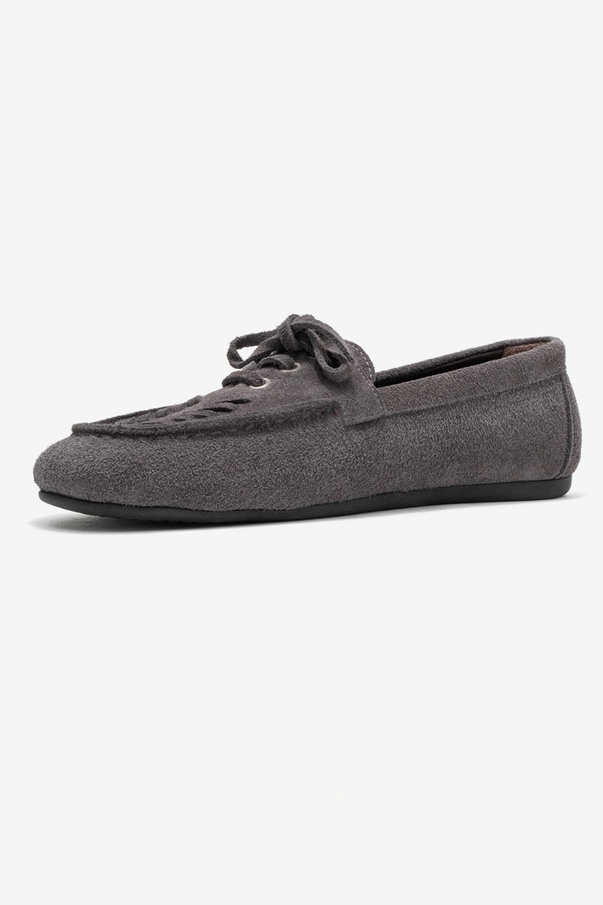 Luvishoes Luvi Shoes Lorven Füme Süet Hakiki Deri Bağcıklı Kadın Loafer Ayakkabı Füme