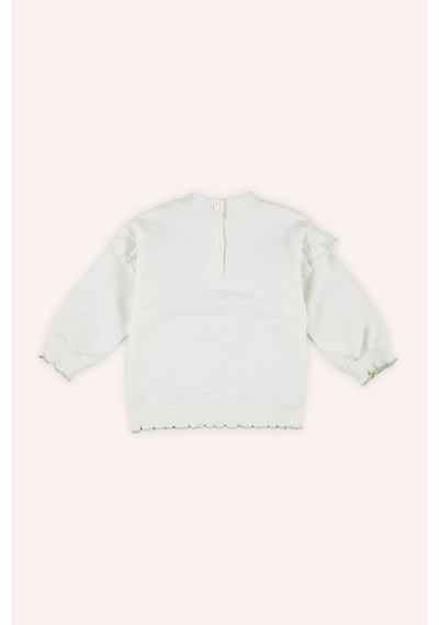 Kız Bebek Baskılı Beyaz Sweatshirt Çok Renkli