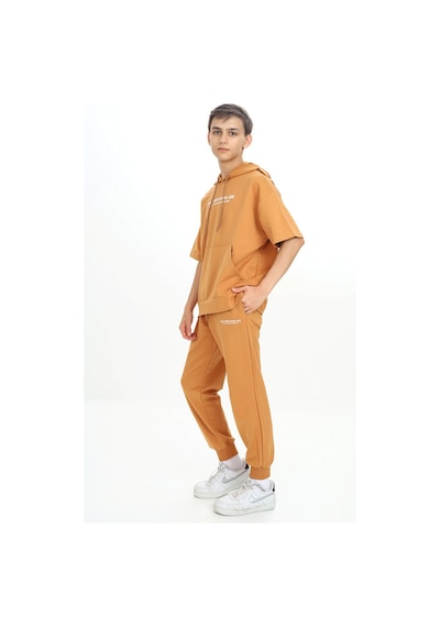 Haykids Erkek Çocuk Kısa Kollu Kapüşonlu Yaka Baskılı Eşofman Takımı Çok Renkli