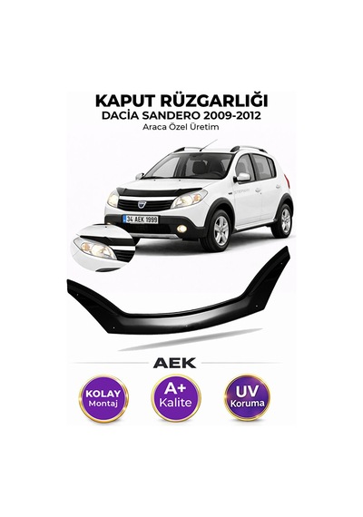 Dacia Sandero 2008-2012 Araca Özel Üretim "4mm" Kaput Rüzgarlığı