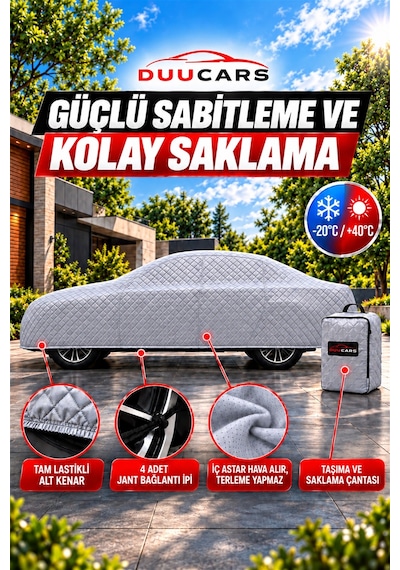 Bentley Continental Flying Spur Uyumlu 150 Gr Elyaf Dolgulu Dolu Ve Dış Etken Koruyucu Oto Branda - Gri Duucars