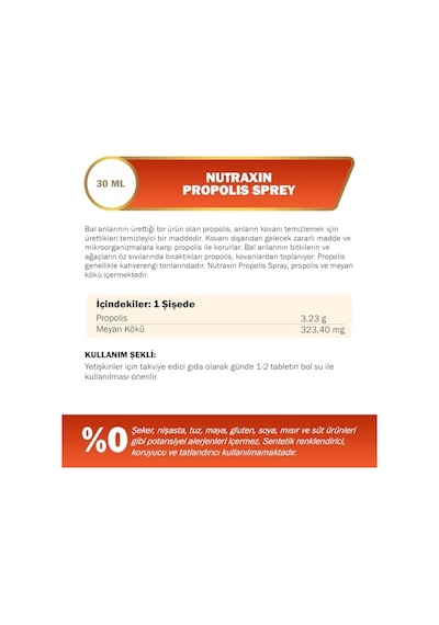 Nutraxin Propolis Ekstresi İçeren Boğaz Spreyi 30 Ml