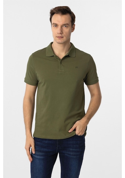 Süvari Haki Slim Fit Düz Polo Yaka Tişört Haki