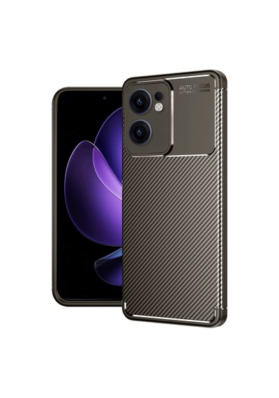 Newface Oppo Reno 13f Kılıf Auto Focus Karbon Kapak - Kahverengi Kahverengi