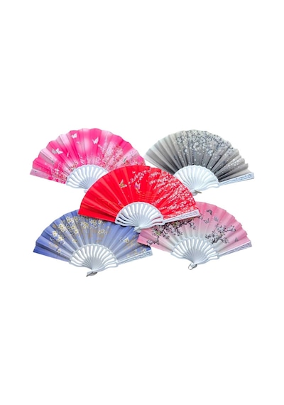Plastik Kumaş Yelpaze 12 Li Karışık Ob-049 Çok Renkli