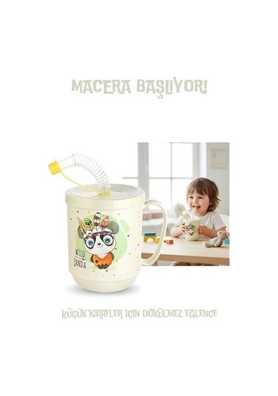 Mey İthalat Premium Pipetli Çocuk Bardağı 350 Ml -alıştırma Bardağı Ve Suluk Çok Renkli