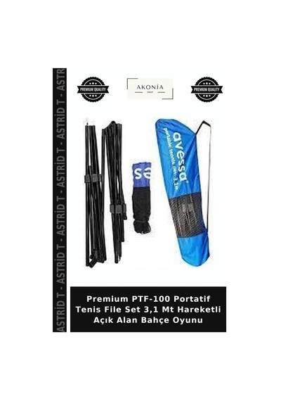 Premium Ptf-100 Portatif Tenis File Set 3,1 Mt Hareketli Açık Alan Bahçe Oyunu Çok Renkli