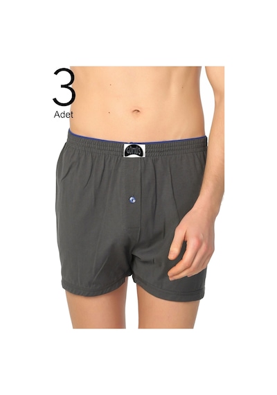 3'lü Paket Havlu Bel Erkek Boxer Füme