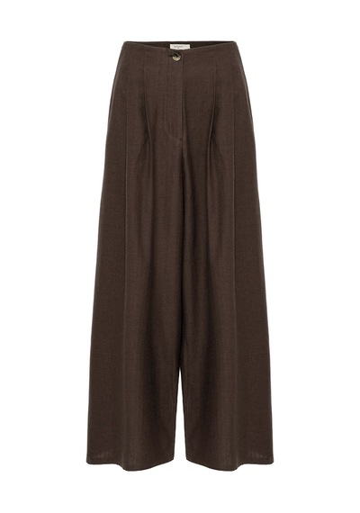 Antioch Keten Karışımlı Kadın Culotte Pantolon Kahve