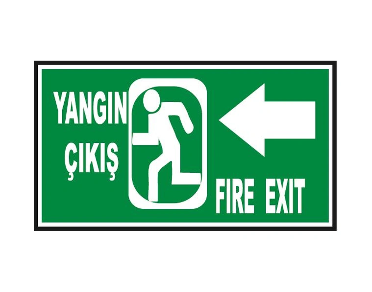 Fosforlu Yangın Çıkış- Fire Exit Levhası - Fotolümenli - Sol Yön