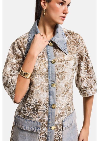 Itsbasic Kadın Kot Kahve 4s6-65 Oversize Özel Tasarım Gül Dantel Detaylı Ceket Gömlek Kot Rengi Itsbasic Kadın Kot Kahve 4s6-65 Oversize Özel Tasarım Gül Dantel Detaylı Ceket Gömlek Kot Rengi